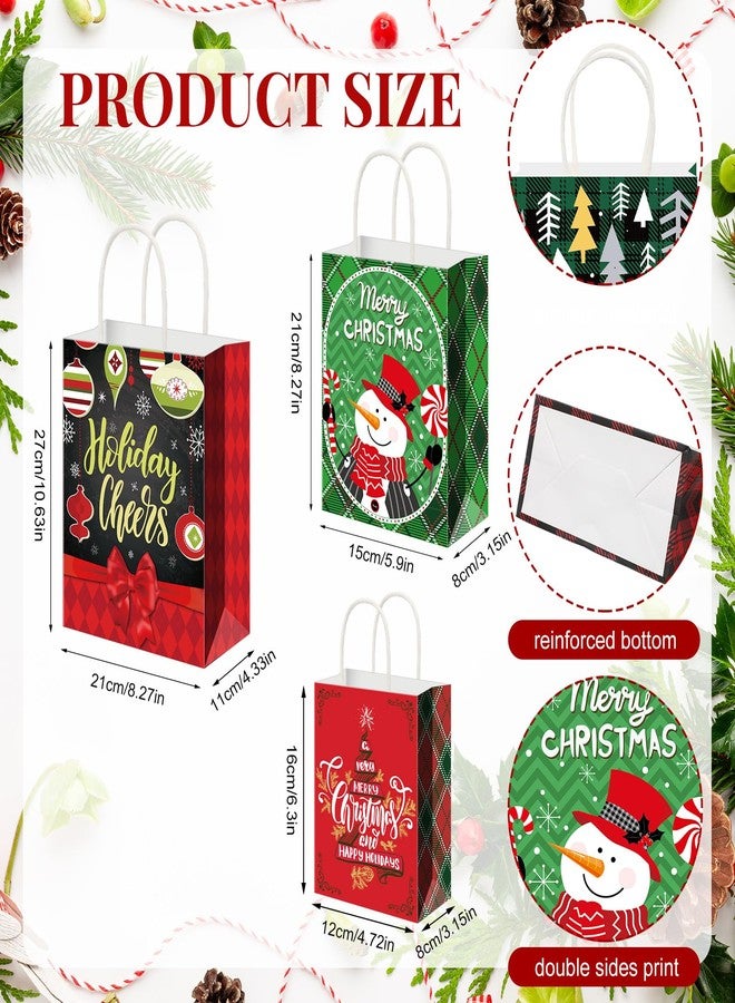 Cholemy 40 Pack Christmas Gift Bags with Tissue Paper Bulk Reusable Xmas Tote with Handles Kraft Goody Treat Bags for Xmas Wrapping Candy Goodie Party, 8 Styles(Small, Medium, Large) - Image 2